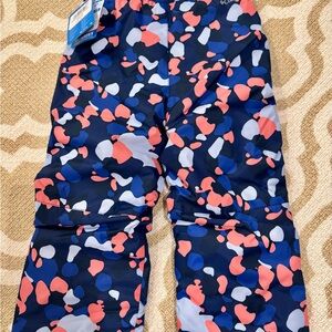 NWT Columbia Kids' Patterned Snow Pants - Blue and Coral 4T
